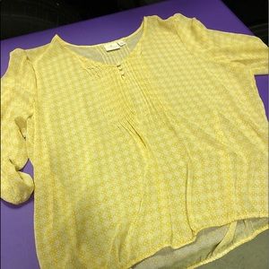 Sheer yellow and white blouse